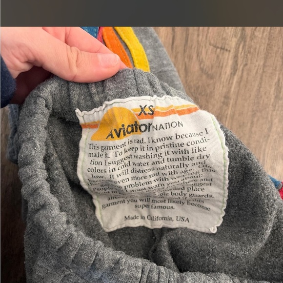 Aviator Nation Gray Sweatpants with Colorful Stripes - Picture 4 of 4